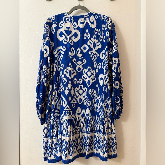 Zara Blue and White Bohemian Tunic Dress - Picture 2 of 2